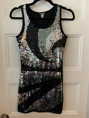 Diva brand sequin  Tank Dress in Black and Silver